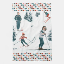 Basset Hound Skiing Ski's Kitchen Towels Set of 2 Jingles & Joy NWT