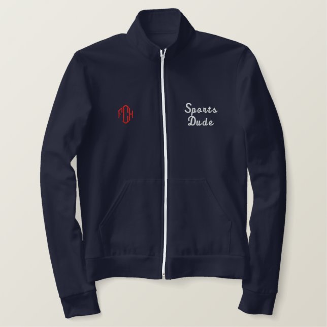 Sports Dude Athletic Junkie Navy Embroidered Shirt (Design Front)