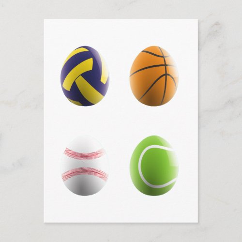 sports easter eggs holiday postcard