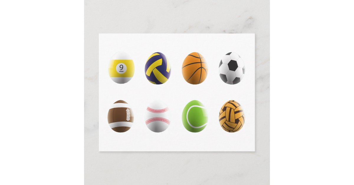sports easter eggs holiday postcard