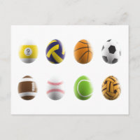 sports easter eggs holiday postcard