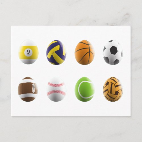 sports easter eggs holiday postcard