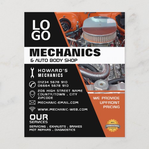 Sports Engine Auto Mechanic  Repairs Advertising Flyer