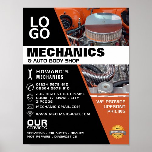 Sports Engine Auto Mechanic  Repairs Advertising Poster