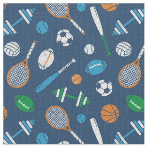 Sports Equipment on dark blue Fabric