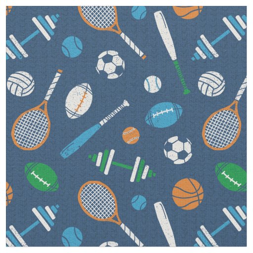 Sports Equipment on dark blue Fabric