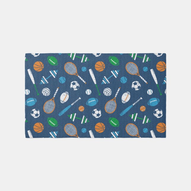 Sports Equipment on dark blue Rug (Front)
