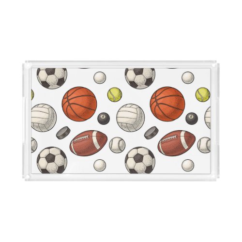 Sports Equipment Pattern Acrylic Tray