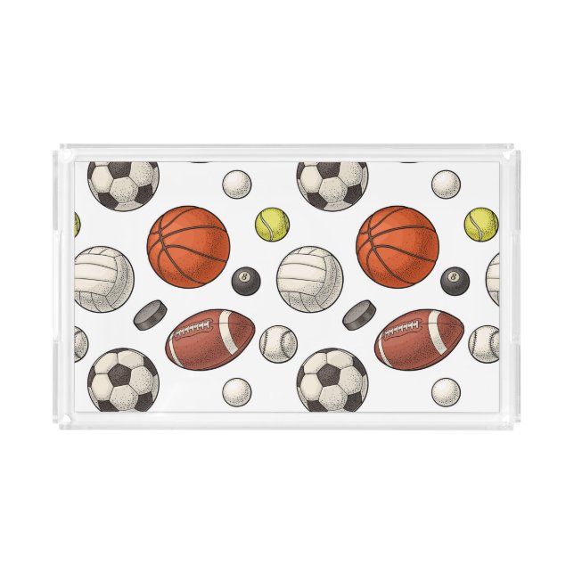 Sports Equipment Pattern Acrylic Tray (Front)