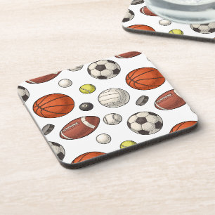 Sports Equipment Pattern Beverage Coaster