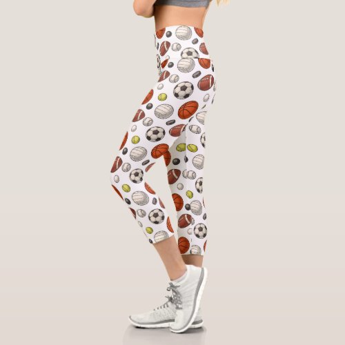 Sports Equipment Pattern Capri Leggings