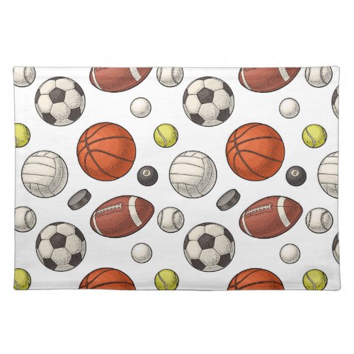 Sports Equipment Pattern Cloth Placemat