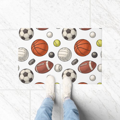 Sports Equipment Pattern Doormat