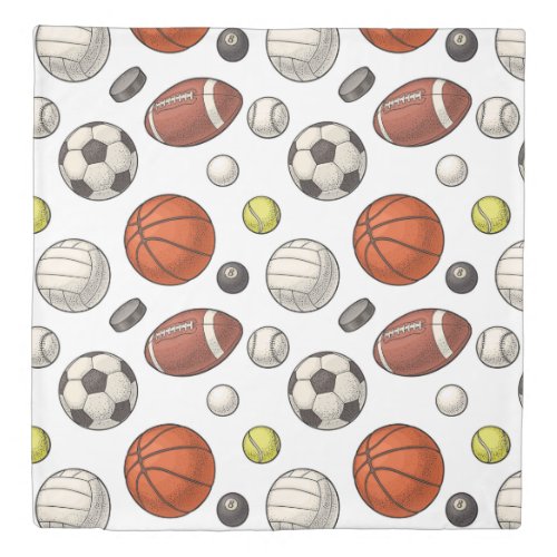 Sports Equipment Pattern Duvet Cover