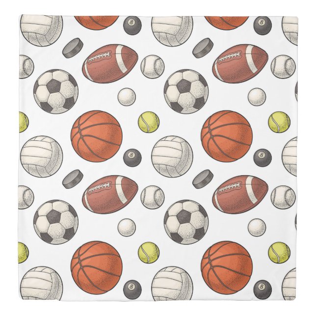 Sports Equipment Pattern Duvet Cover (Front)