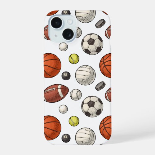 Sports Equipment Pattern iPhone 15 Case