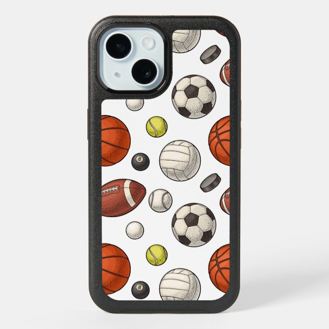 Sports Equipment Pattern iPhone 15 Case (Back)