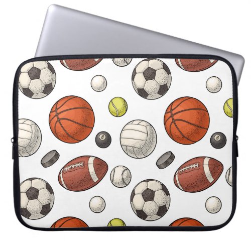 Sports Equipment Pattern Laptop Sleeve