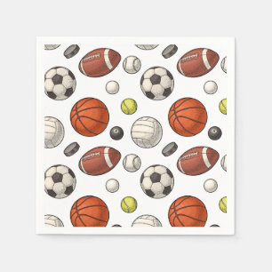 Sports Equipment Pattern Napkins