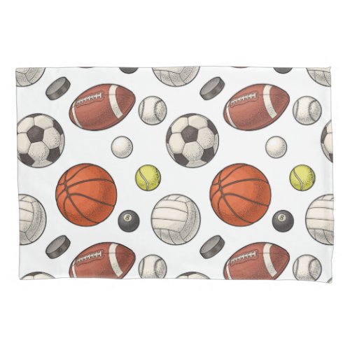 Sports Equipment Pattern Pillow Case