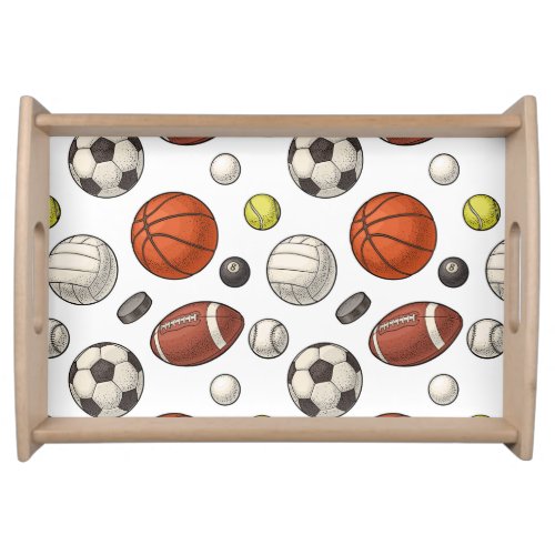 Sports Equipment Pattern Serving Tray