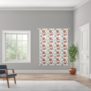 Sports Equipment Pattern Sheer Curtains