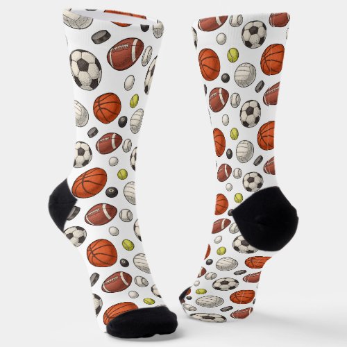 Sports Equipment Pattern Socks