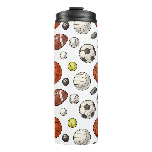 Sports Equipment Pattern Thermal Tumbler (Front)