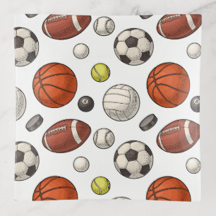Sports Equipment Pattern Trinket Tray