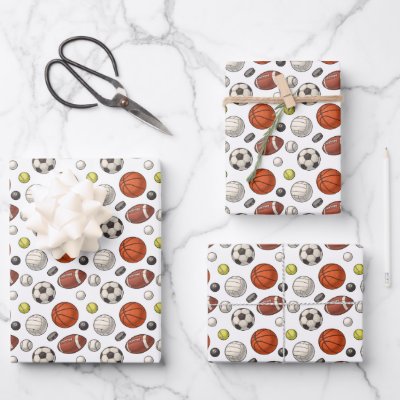 Sports Equipment Pattern Wrapping Paper Sheets
