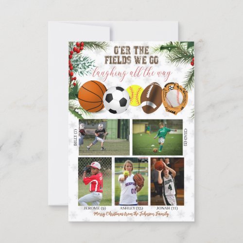 Sports Family Holiday Photo Card 