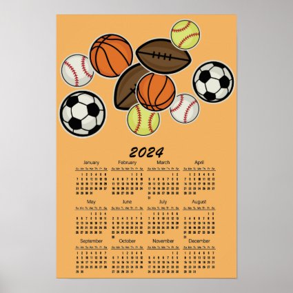 Sports Fan 2024 Calendar Poster