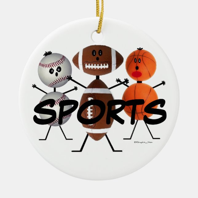 Sports Fan Cartoon Ceramic Ornament (Front)