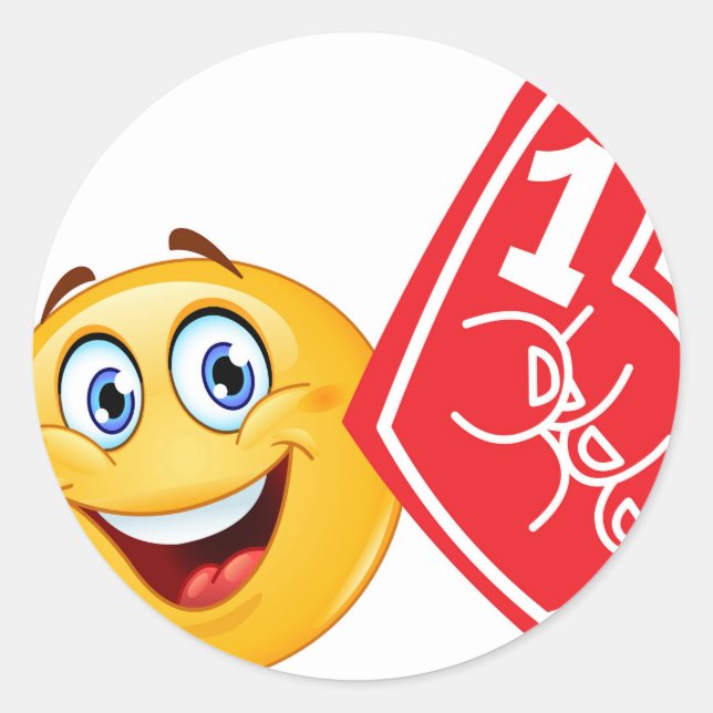 sports fan emoji classic round sticker (Front)