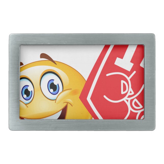 sports fan emoji rectangular belt buckle (Front)
