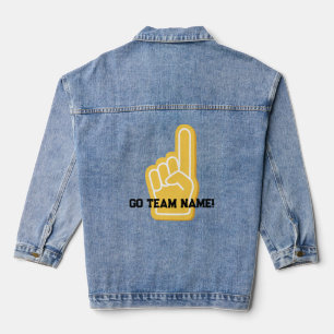 Sports Fan Finger Go Team Name! Team Spirit Fun Denim Jacket