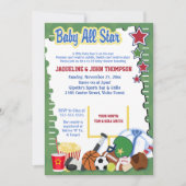 SPORTS FAN FOOTBALL STAR Baby Shower Invitation (Front)
