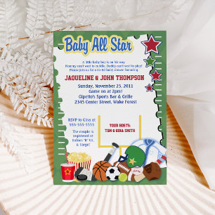 SPORTS FAN FOOTBALL STAR Baby Shower Invitation