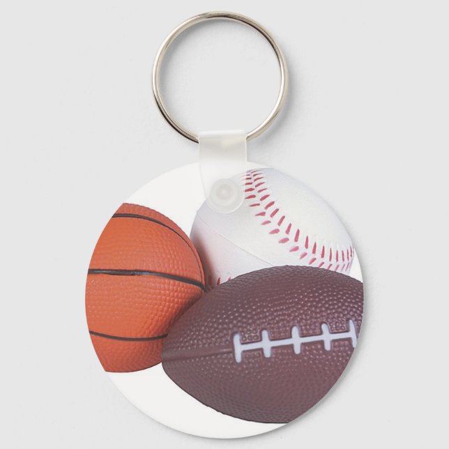Sports Fan Gifts Basketball Baseball Football Keychain (Front)