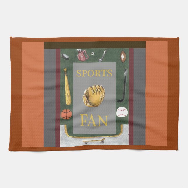 Sports Fan kitchen towel with equipment (Horizontal)