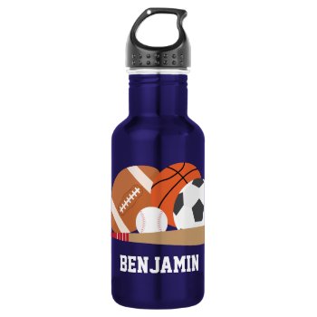 Sports Fan Personalized Stainless Steel Water Bottle by heartlocked at Zazzle