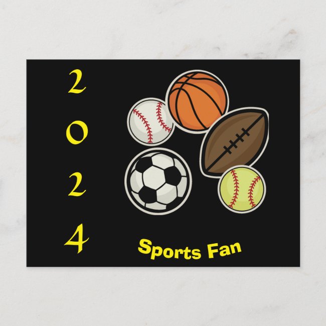 Sports Fan with 2024 Calendar on Back 