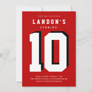 Sports fanatic kids birthday party invitation