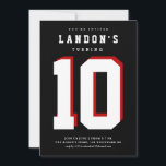 Sports fanatic kids birthday party invitation<br><div class="desc">The perfect invitation for the sports enthusiast. Use your child's favorite team colors to coordinate their birthday party with large age and editable type. All elements of this invitation are completely customizable from font style, size, color and placement to background colors. Transform any party into a sporting event worthy of...</div>