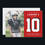 Sports fanatic kids photo birthday party invitation<br><div class="desc">The perfect invitation for the sports enthusiast. Use your child's favorite team colors to coordinate their birthday party with large age and editable type. All elements of this invitation are completely customizable from font style, size, color and placement to background colors. Transform any party into a sporting event worthy of...</div>