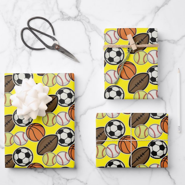 Sports Fans Pattern Wrapping Paper Sets