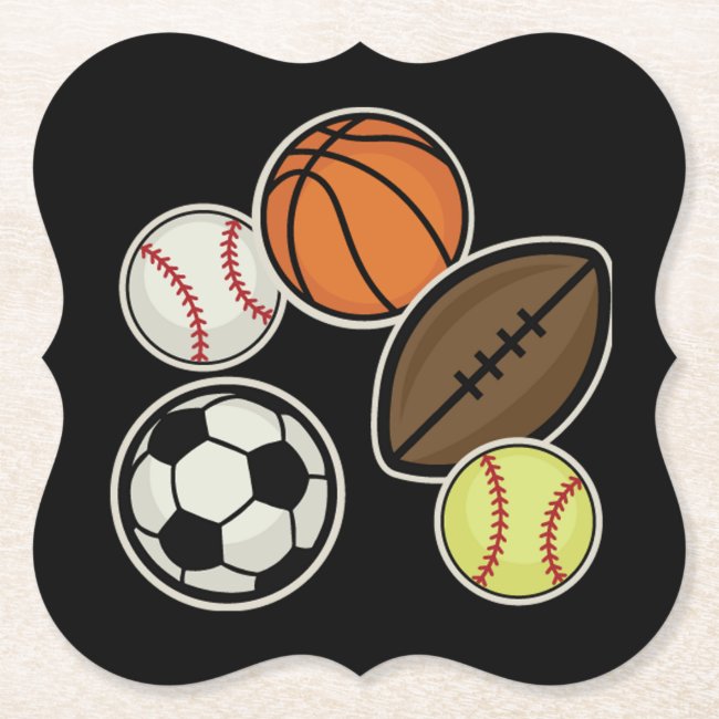 Sports Fans Set of 6 Sturdy Paper Coasters