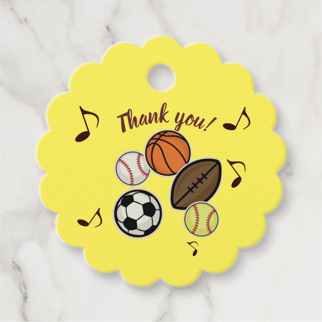 Sports Fans Thank You Set of Favor Tags