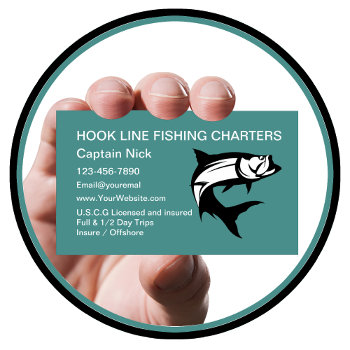 Sports Fishing Charter Business Cards by Luckyturtle at Zazzle