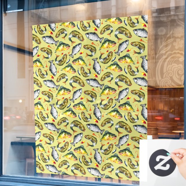 Sports Fishing Shop Fish Pattern Full Size  Window Cling (Cafe Window)